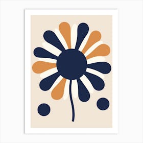 Flower In Blue And Orange Art Print