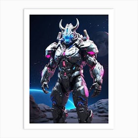 Rhino In Cyborg Body #2 Art Print