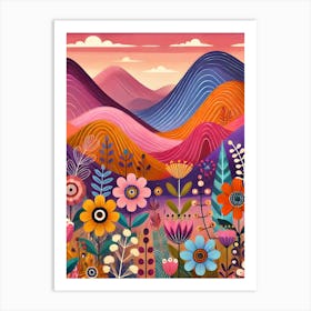 Colorful Flowers In The Mountains Art Print