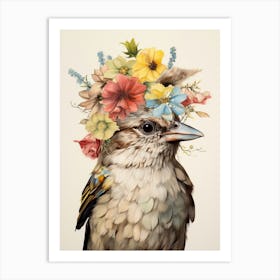 Bird With A Flower Crown House Sparrow 2 Art Print