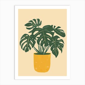 Swiss Cheese Plant Minimalist Illustration 6 Art Print