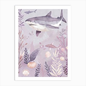 Purple Greenland Shark Illustration 3 Art Print