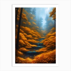 Waterfall In The Forest 6 Art Print