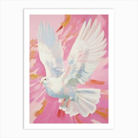 Pink Ethereal Bird Painting Pigeon 2 Art Print