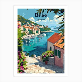 Brac Croatia Adriatic Sea Digital Travel Art Art Print