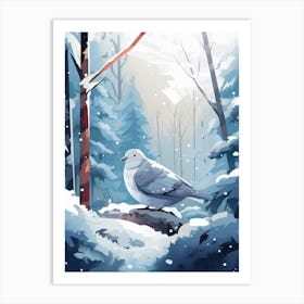 Pidgeon In The Snow 1 Art Print
