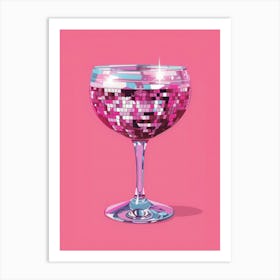 Preppy Gin Illustration On Pink Background Art Print