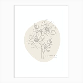 October Cosmos  Birth Flower | Neutral Florals Art Print