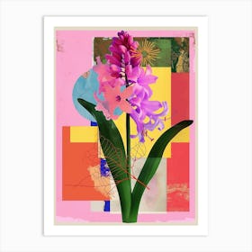 Hyacinth 2 Neon Flower Collage Art Print