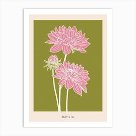 Pink & Green Dahlia 1 Flower Poster Art Print