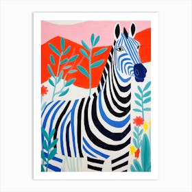 Colourful Kids Animal Art Zebra 7 Art Print