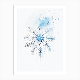 Winter, Snowflakes, Minimalist Watercolour 3 Art Print