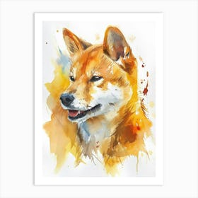 Shiba Inu Watercolor Painting 1 Art Print