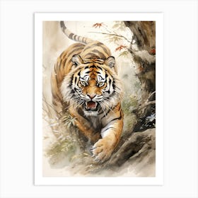 Tiger Art In Chinese Brush Painting Style 4 Art Print