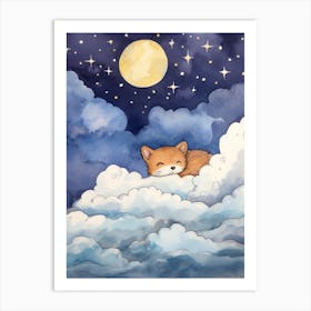 Baby Stoat Sleeping In The Clouds Art Print