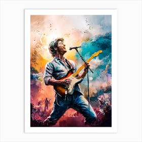 Male Rock Guitarist Abstract Painting #2 Art Print