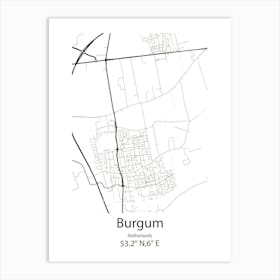 Burgum,Netherlands Minimalist Map Art Print