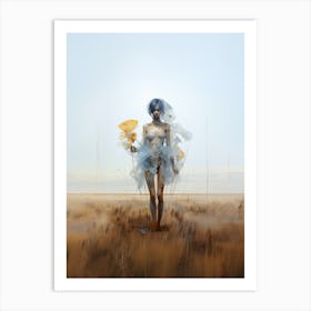 portrait of a woman in a field illustration 8 Art Print