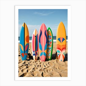 Surfboards On The Beach Art Print