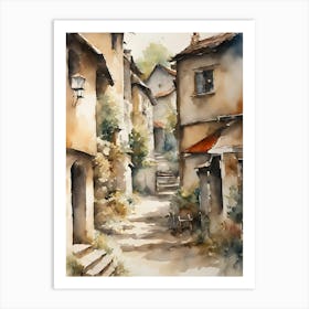 Watercolor Of A Village Art Print