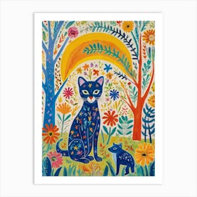 Blue Cat In The Garden Style Henri Matisse Art Print