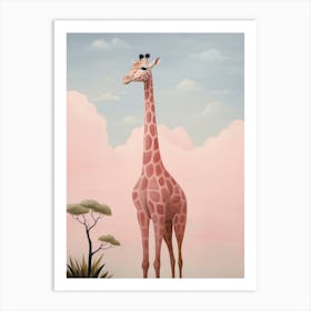 Playful Illustration Of Giraffe For Kids Room 1 Art Print
