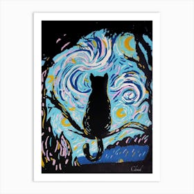 Starry Cat Art Print