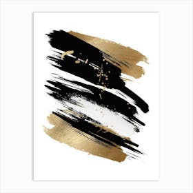 Gold And Black Brush Strokes 48 Art Print