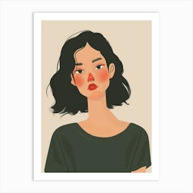 Illustration Of A Girl With Freckles 1 Art Print