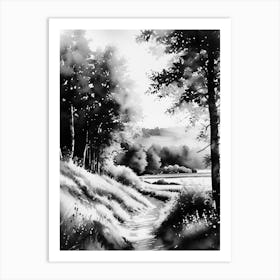 Black And White Landscape Painting 2 Art Print