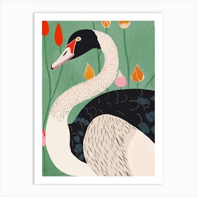 Swan In Flowers Art Print