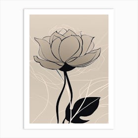 Line Art Lotus Flowers Illustration Neutral 9 Art Print