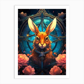 Rabbit With Roses Art Print