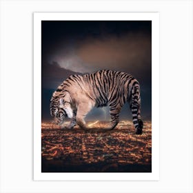 Tiger City King and Thunderstorm 1 Art Print