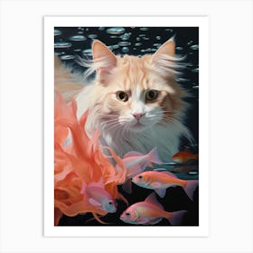 Cat In The Water 2 Art Print