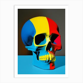 Skull With Tattoo Style Artwork Primary Colours Matisse Style Art Print