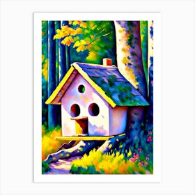 Birdhouse In The Woods #1 Art Print