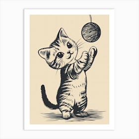 Kitten Playing With A Ball.Generated AI. Wall Art Print Art Print