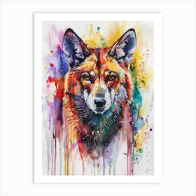 Dingo Colourful Watercolour 4 Art Print
