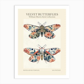 Velvet Butterflies Collection Moths And Butterflies William Morris Style 2 Art Print