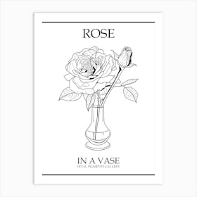 Rose In A Vase Line Drawing 3 Poster Art Print