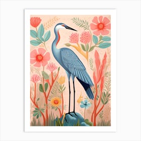 Pink Scandi Great Blue Heron 6 Art Print