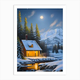 extraordinary lighting, Anne Beecher style, with a beautiful snowy landscape, Art Print