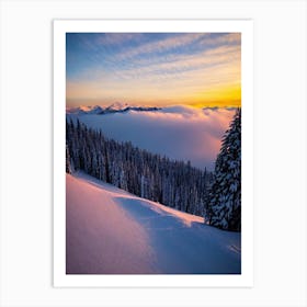 Zurs, Austria Sunrise Skiing Poster Art Print