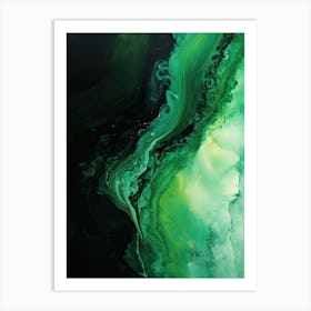 Green And Black Flow Asbtract Painting 3 Art Print