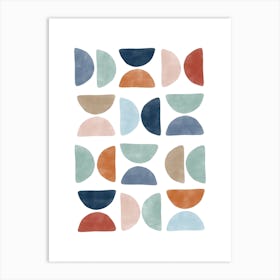 Terracotta Navy Semi Circles Art Print