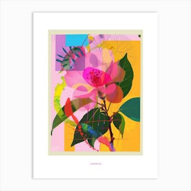 Camellia 2 Neon Flower Collage Poster Art Print