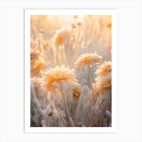 Frosty Botanical Calendula Art Print