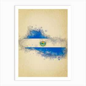 El Salvador Flag Vintage Art Print