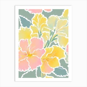 Gladioli Pastel Floral 3 Flower Art Print